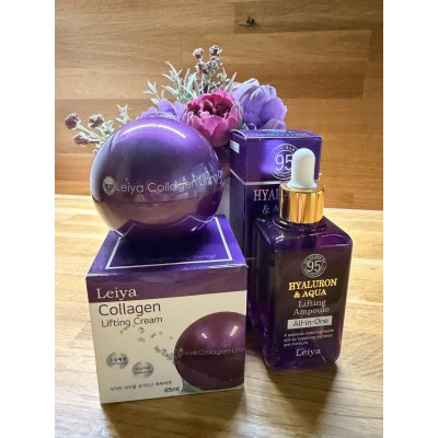 Комбинация Leiya Collagen Lifting Cream & Hyaluron & Aqua Lifting Ampoule – перфектният лифтинг дует за свежа и стегната кожа
