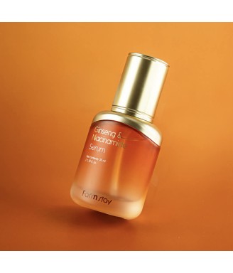 FARMSTAY Ginseng & Niacinamide Serum 35 ml — ревитализиращ серум с женшен и ниацинамид